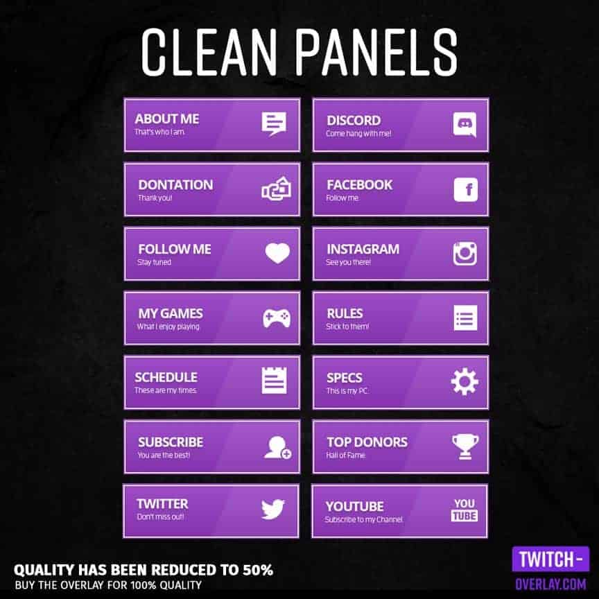 Preview Image of the Clean Stream Panels purple