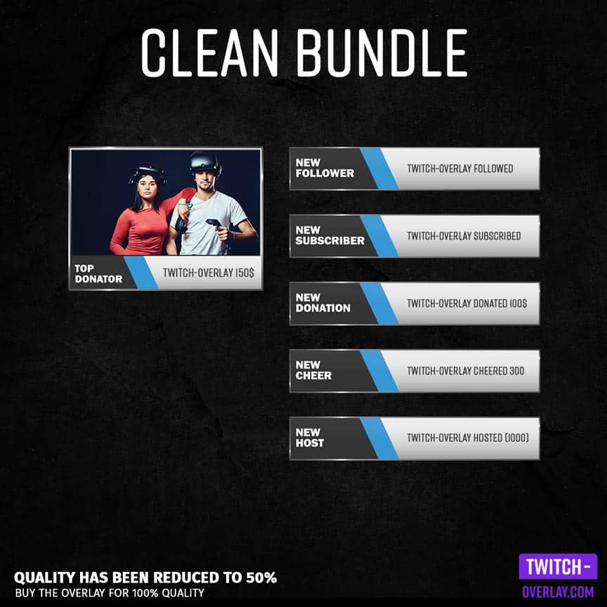Preview Image für das Clean Streaming Bundle which includes Facecam, Screens, Panels and Overlay Farbe Blau.