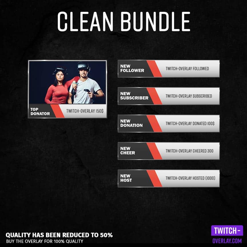 Preview Image für das Clean Streaming Bundle which includes Facecam, Screens, Panels and Overlay Farbe Rot.