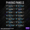 Pharaoh streaming panels for Twitch preview image with all panels in the color blue