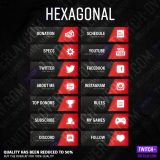 Hexagonal streaming panels for Twitch preview image with all panels in the color red