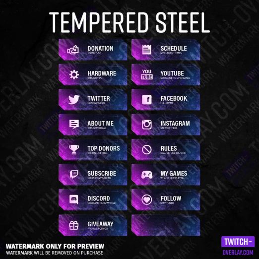 Twitch panels Tempered Steel in the color pink