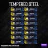 Twitch panels Tempered Steel for Twitch stream sin the color yellow