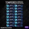 Twitch panels Tempered Steel for Twitch stream sin the color blue