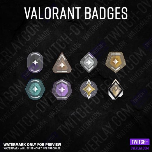 Twitch Subscriber Badges in Valorant rank insignia Optics