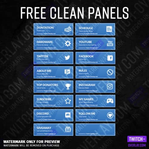 Free Clean Twitch Panels in the colors blue