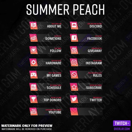 Summer Peach Twitch Panels