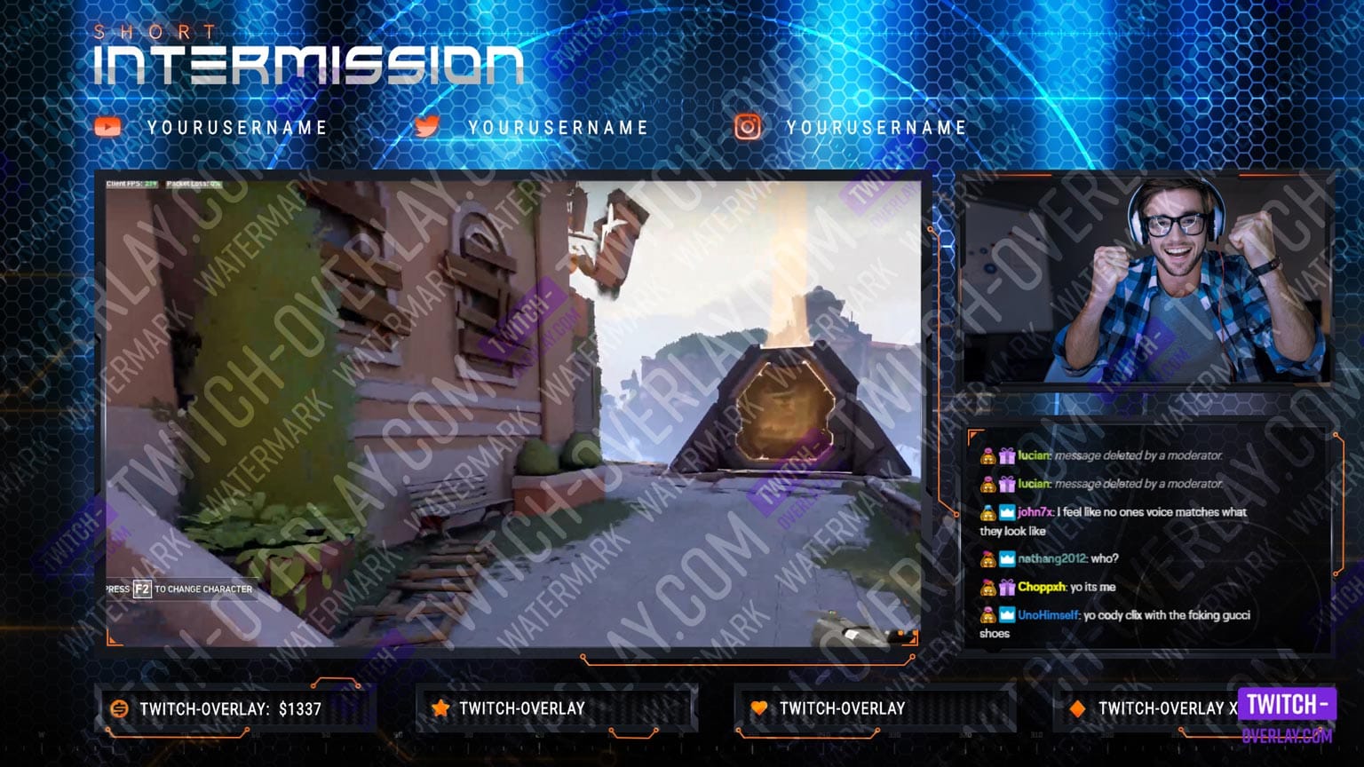 Intermission Screen from the Cyber Assault Stream Bundle for Twitch, Facebook and YouTube Streams