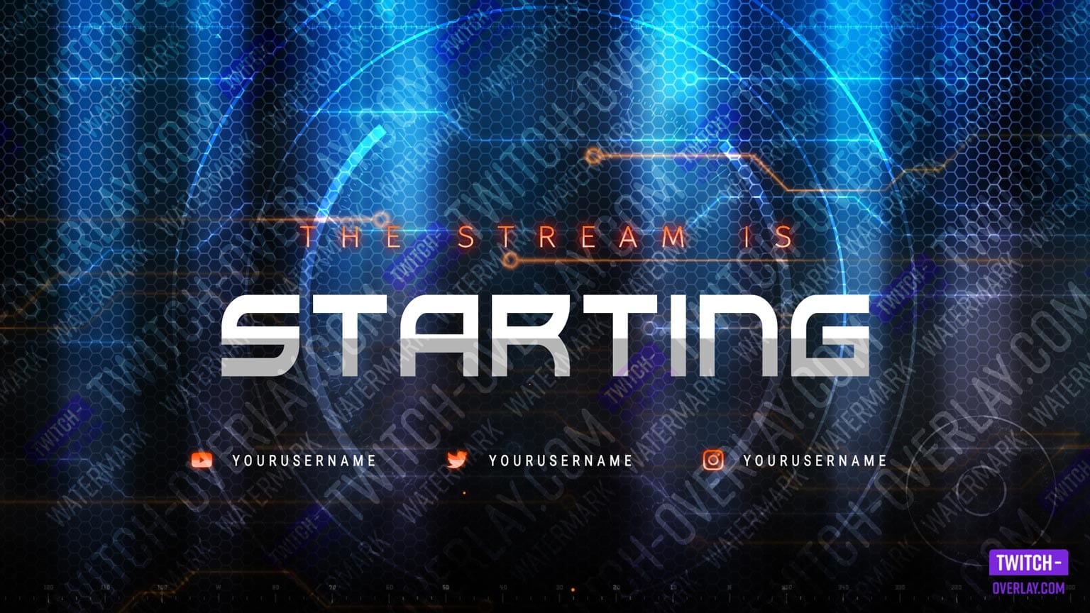 Starting Screen from the Cyber Assault Stream Bundle for Twitch, Facebook and YouTube Streams