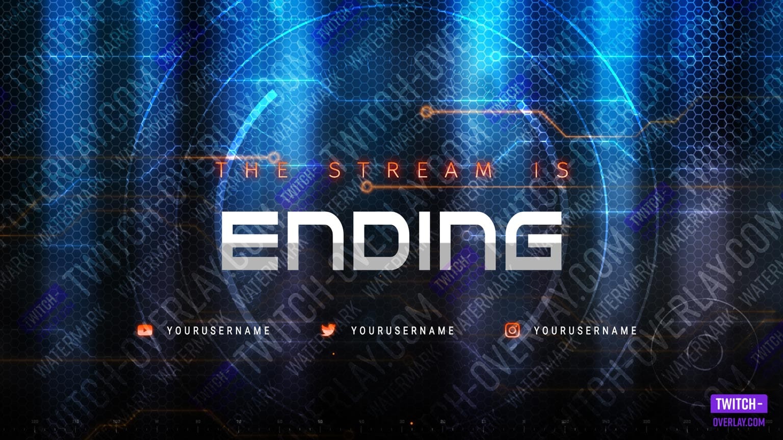 Ending Screen from the Cyber Assault Stream Bundle for Twitch, Facebook and YouTube Streams