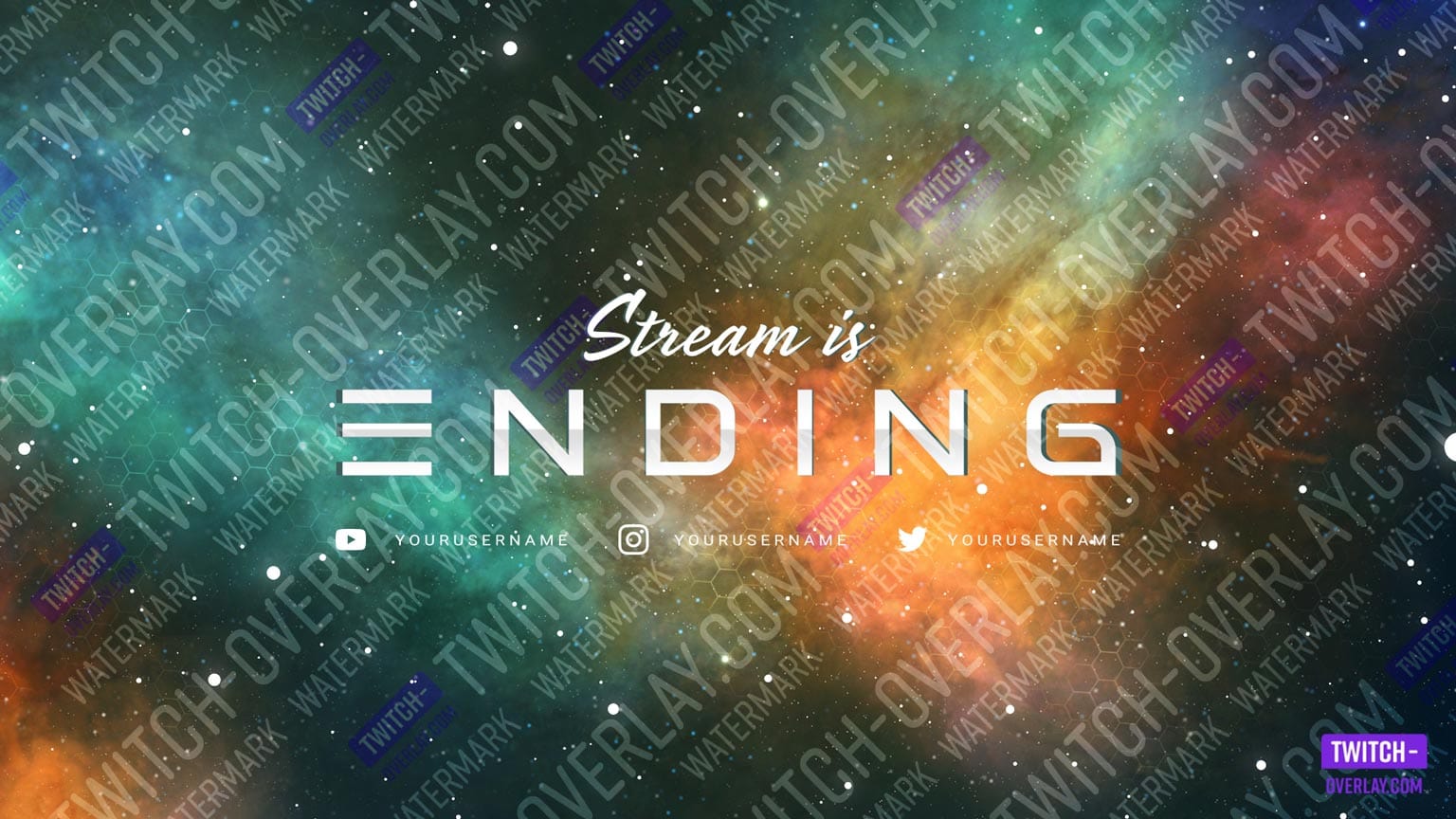 Ending Screen from Nebula Galaxy Stream Bundle for Twitch, Facebook and YouTube Streams