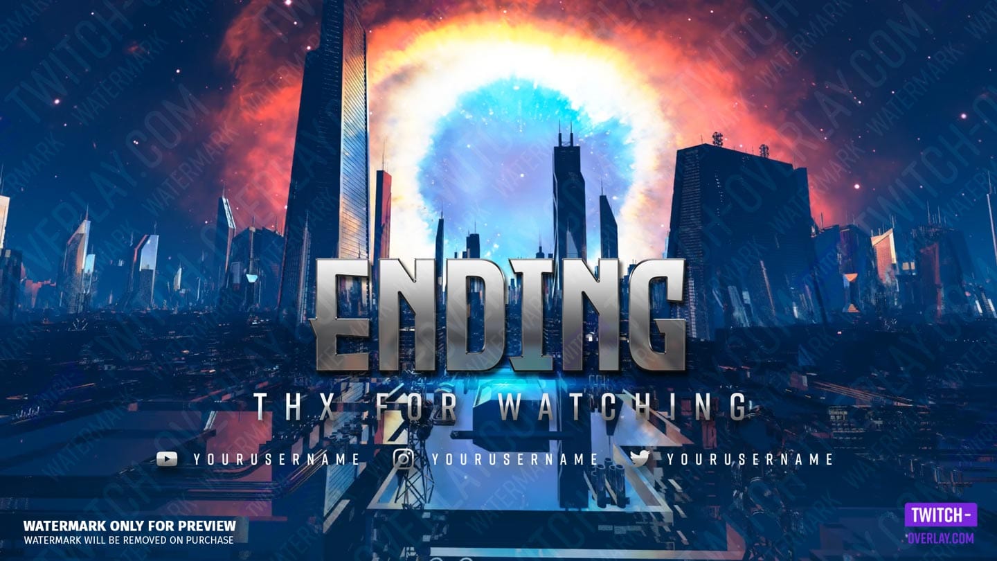 Ending Screen for the Chrome City stream bundle for Twitch, YouTube and Facebook