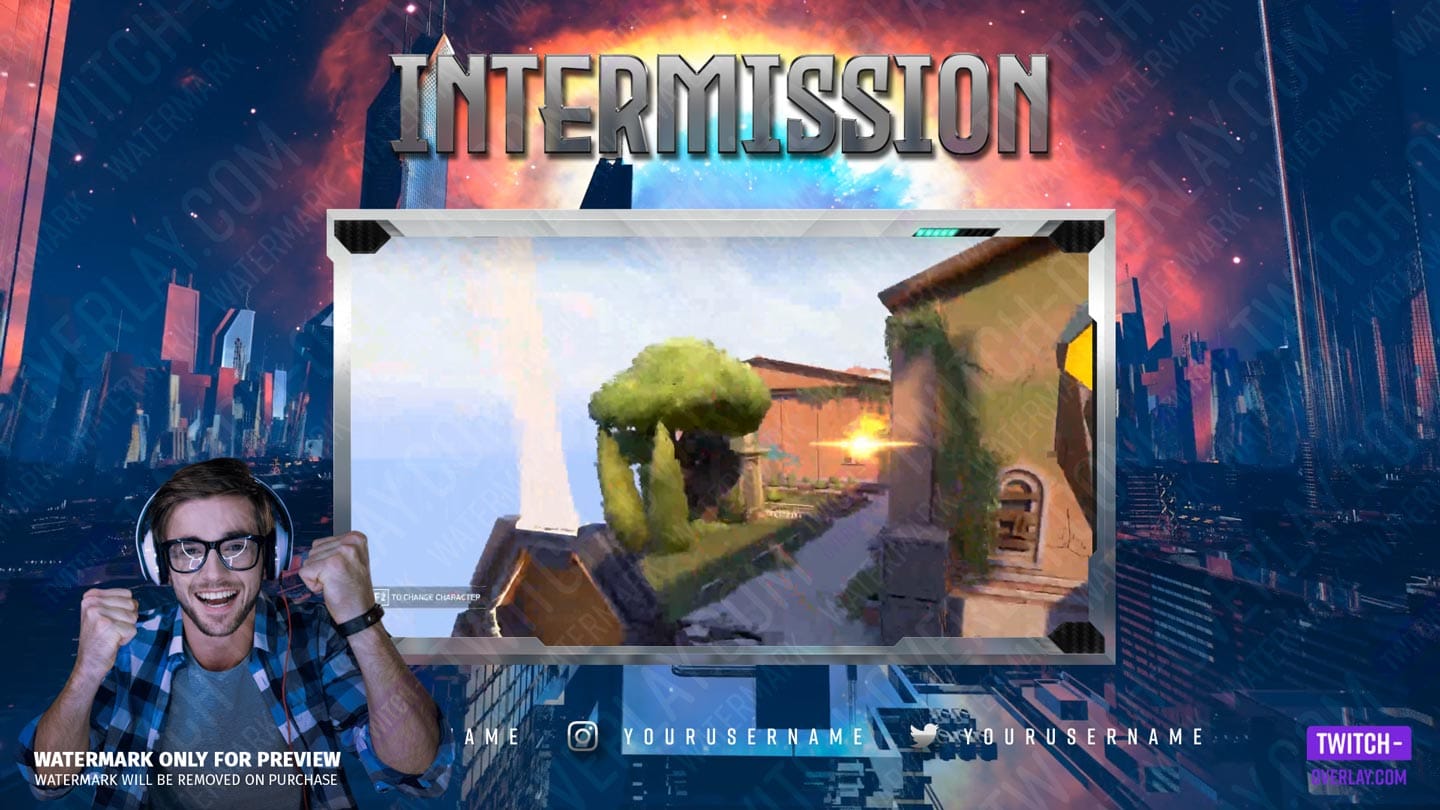 Intermission Screen for the Chrome City stream bundle for Twitch, YouTube and Facebook