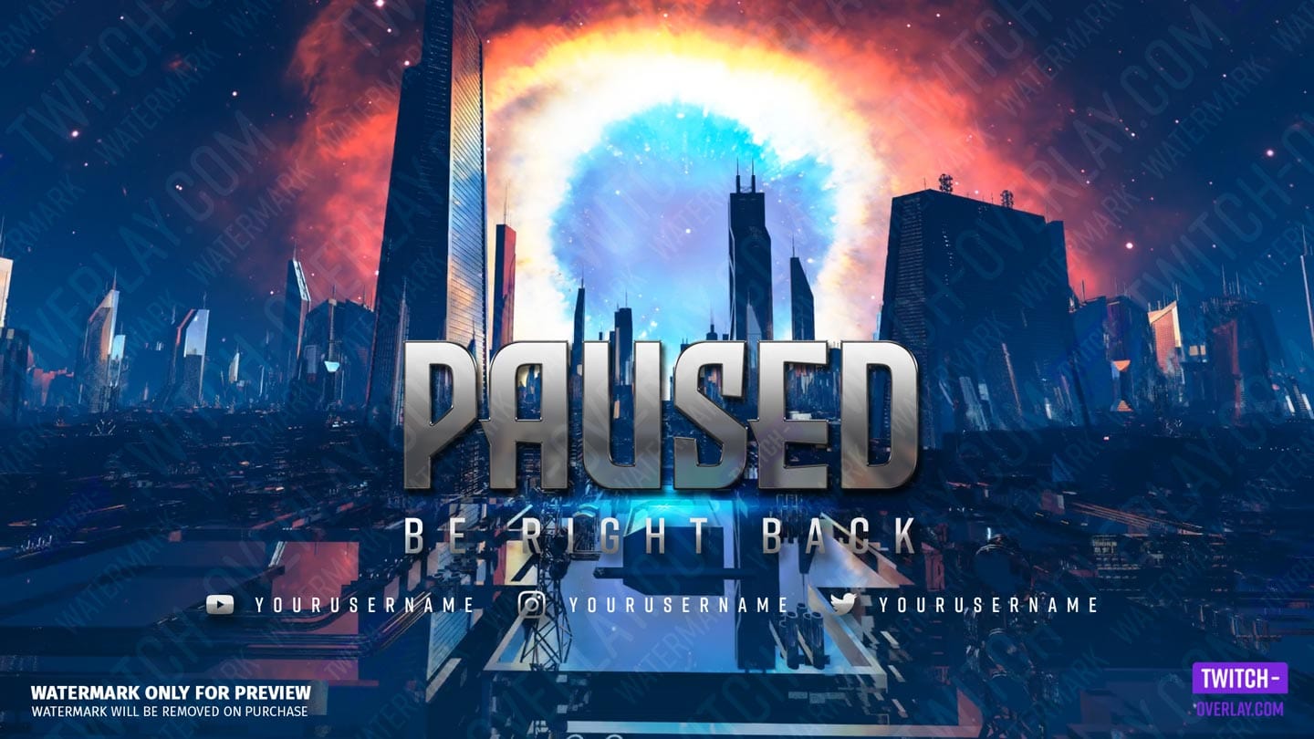Pause Screen for the Chrome City stream bundle for Twitch, YouTube and Facebook