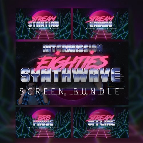80er Synthwave Screen Bundle für Twitch, YouTube und Facebook streams Thumbnail