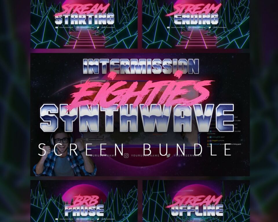 80s Synthwave animiertes Screen Bundle