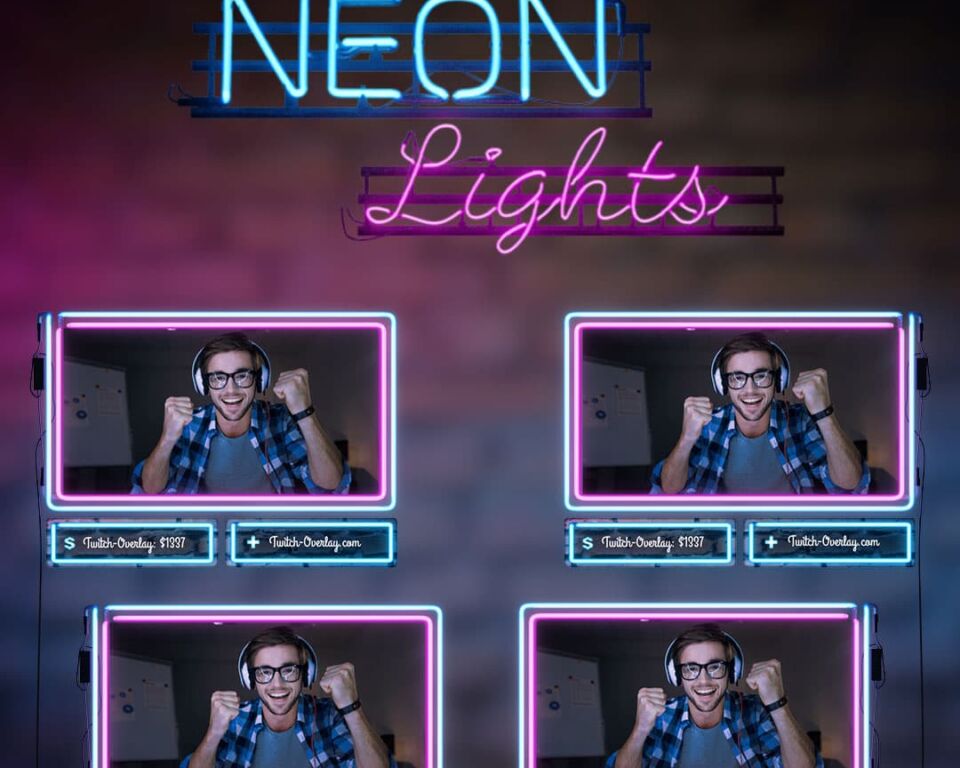 Animiertes Neon Lights Webcam Overlay Bundle