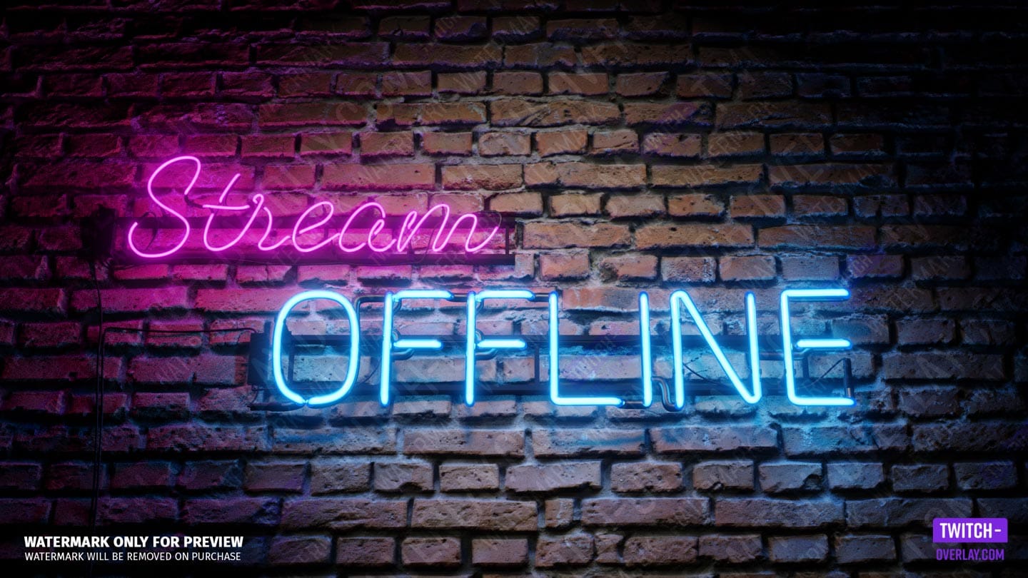 Offline Screen für das Neon Lichter stream bundle für Twitch, YouTube und Facebook
