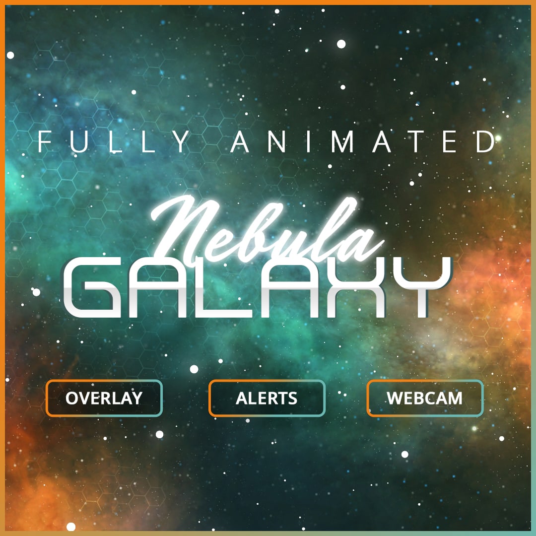 Animated Twitch Overlay for Streams, Nebula Galaxy Overlay Bundle