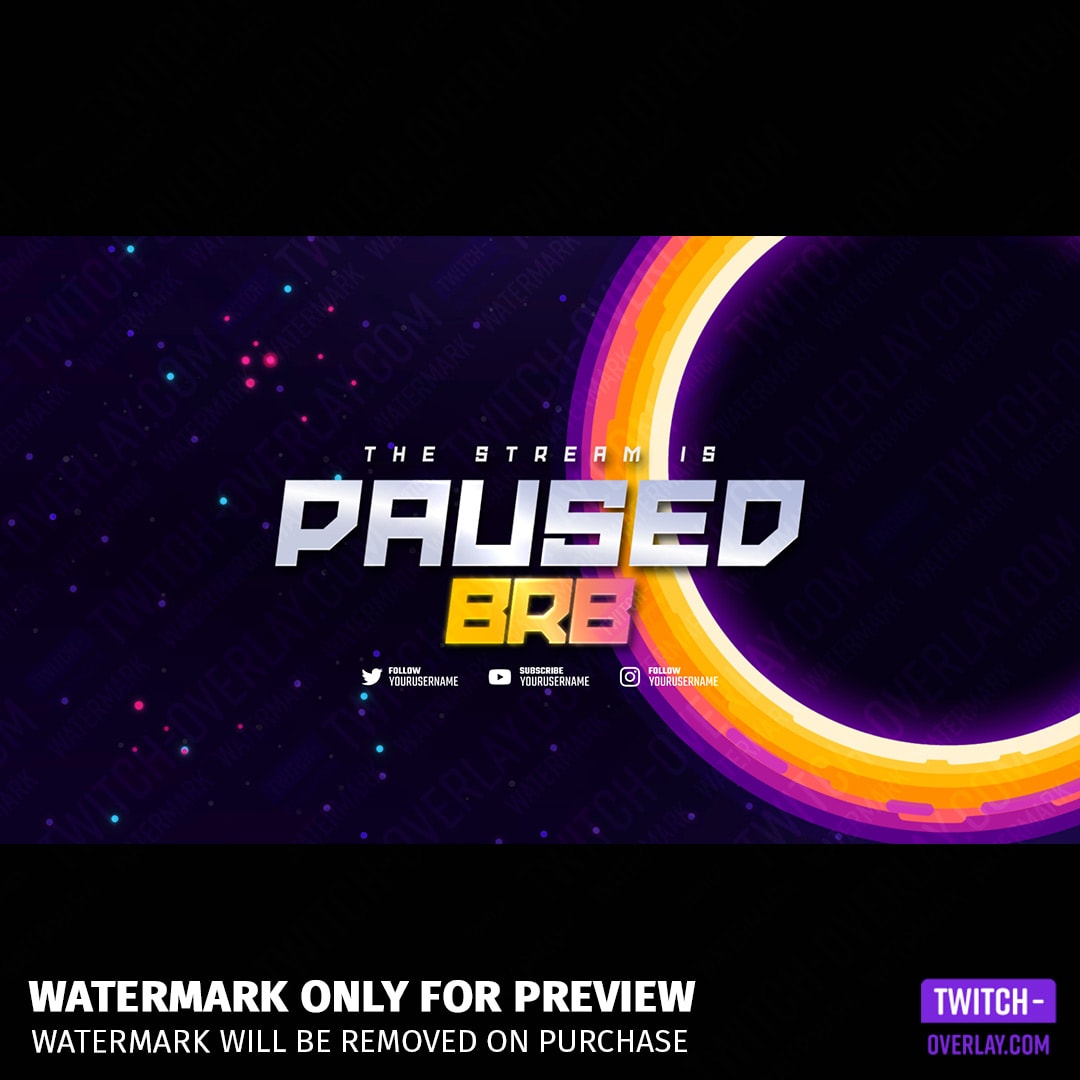 Pause screen animated for the Black Hole Stream Bundle for Twitch, YouTube and Facebook