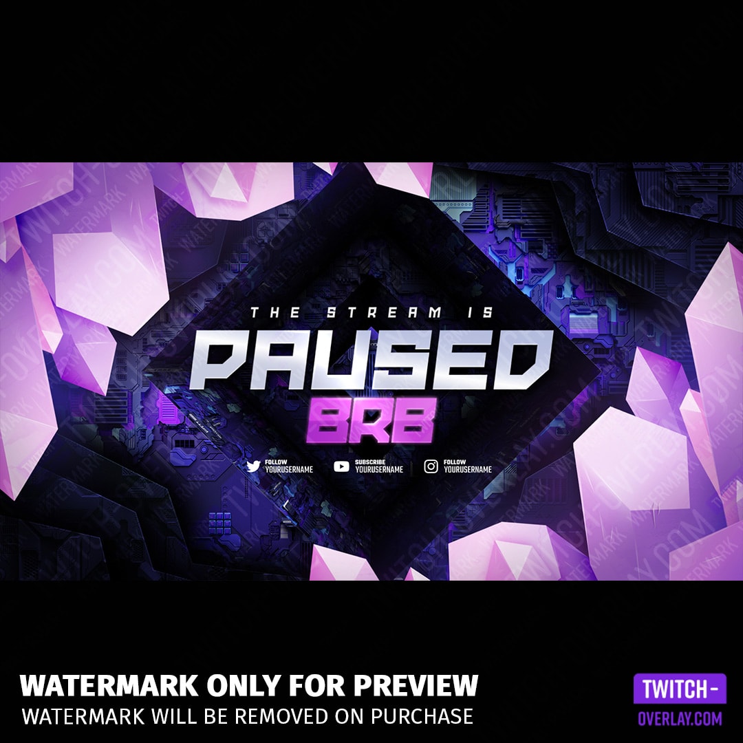 Pause screen animated for the Crystal Stream Bundle for Twitch, YouTube and Facebook