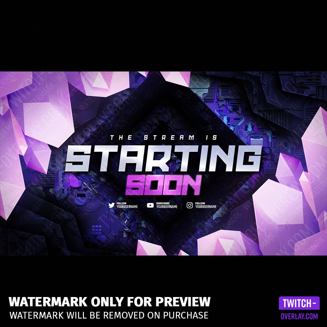 Staring screen animated for the Crystal Stream Bundle for Twitch, YouTube and Facebook