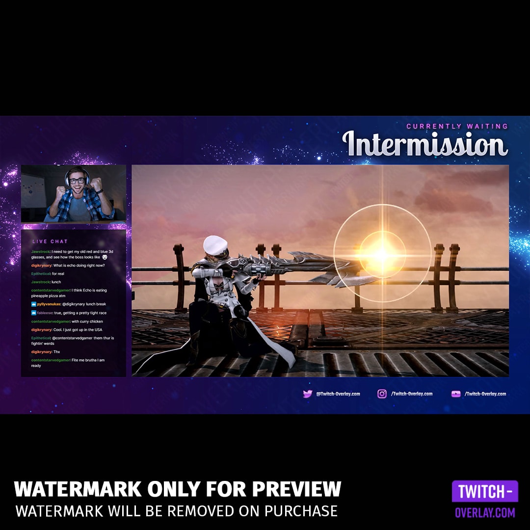 Milkyway Twitch Overlay Template Bundle preview of the Intermission Screen
