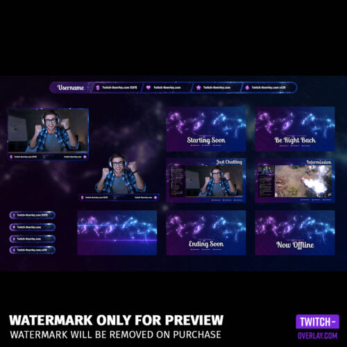 Milkyway - Twitch Overlay Template Bundle preview of the bundle contents