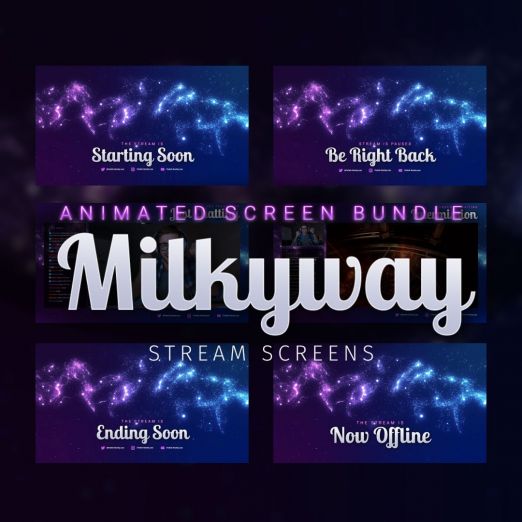 Milkyway animated stream screen Bundle for Twitch, YouTube and Facebook