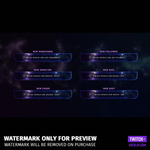Milkyway Twitch Overlay Template Bundle preview of the Stream Alerts
