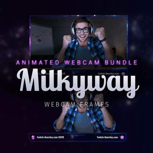 Milkyway animated webcam frame Bundle for Twitch, YouTube and Facebook