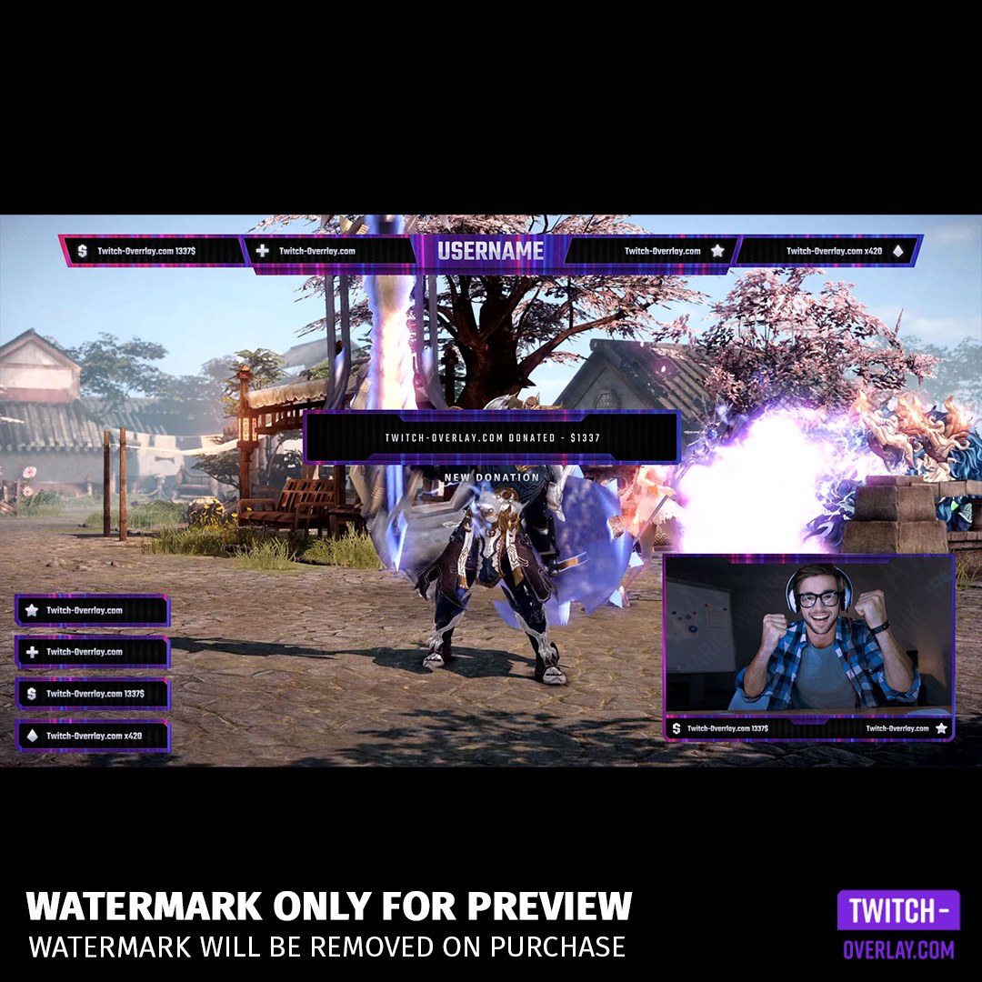 Neon Flow Twitch Overlay Template Bundle preview of the ingame scene