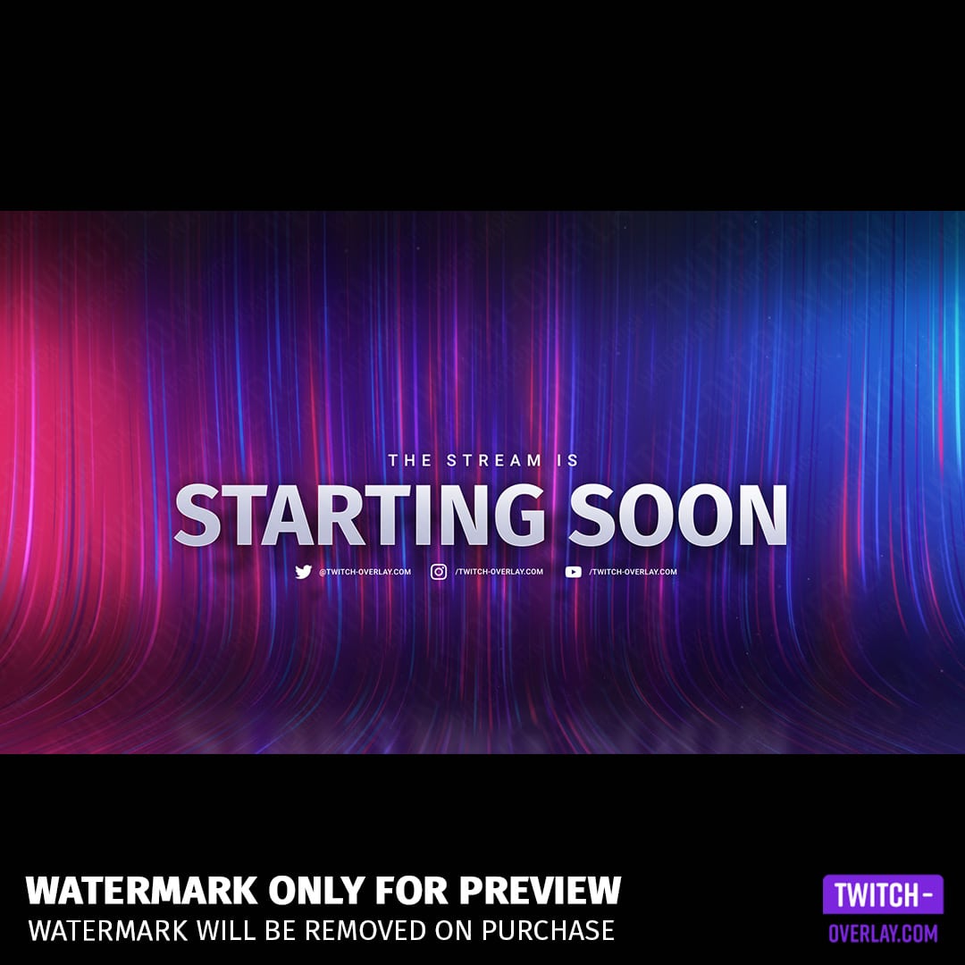 Neon Flow Twitch Overlay Template Bundle preview of the Starting Screen