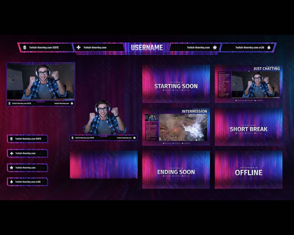 Neon Flow Twitch Overlay Bundle