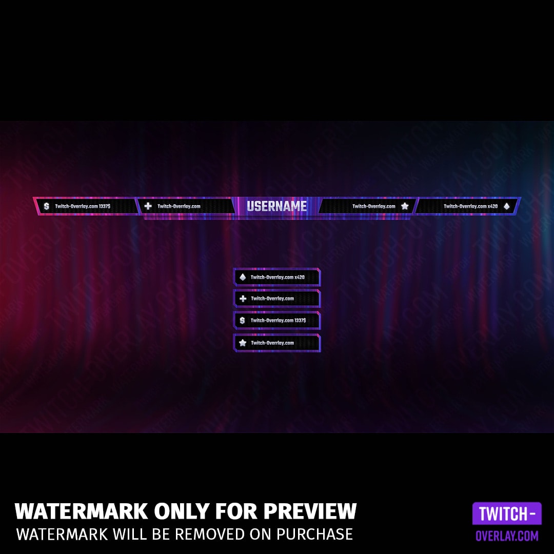 Neon Flow Twitch Overlay Template Bundle preview of the Stream Overlay and Streamlabels