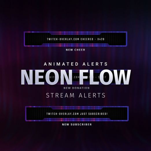 Neon Flow animated stream alert Bundle for Twitch, YouTube and Facebook