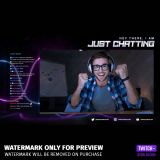 Neon wave Twitch Overlay Template Bundle preview of the Just Chatting Screen