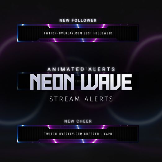 Neon Wave animated stream alert Bundle for Twitch, YouTube and Facebook