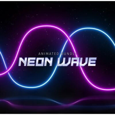 Animiertes Neon Wave Twitch Overlay Template Bundle