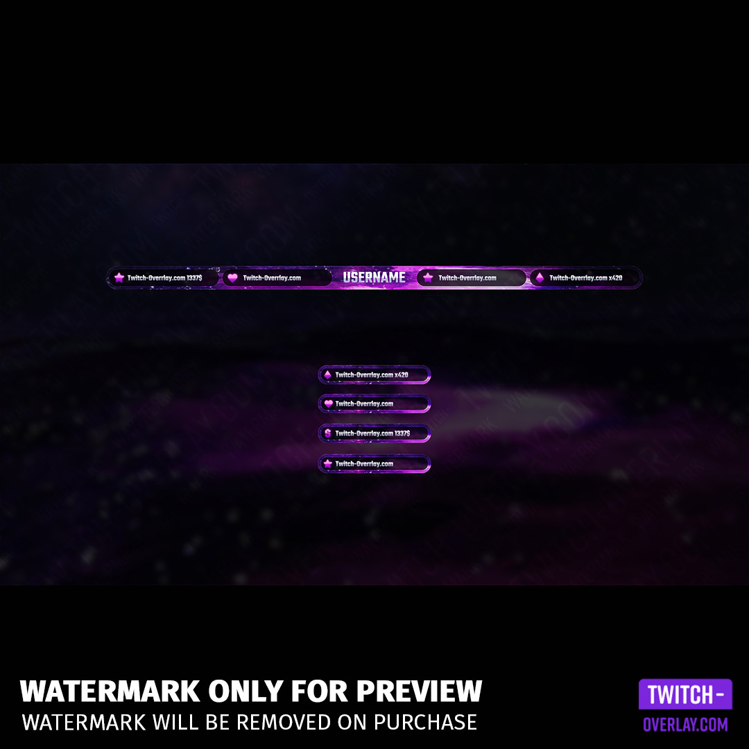 Sea of Stars Twitch Overlay Template Bundle preview of the Ingame Overlay and Streamlabels