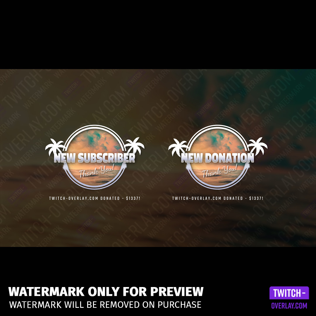 Ocean Sunset Twitch Stream Template Bundle preview of the stream alerts
