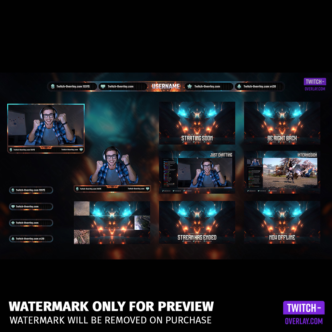 Inner Sanctum Stream Overlay Bundle preview of all the contents included in the Stream Overlay Bundle