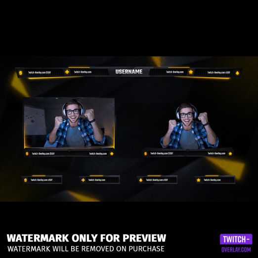 Amber Free Overlay for Twitch and YouTube, preiview of the Overlay contents of the bundle