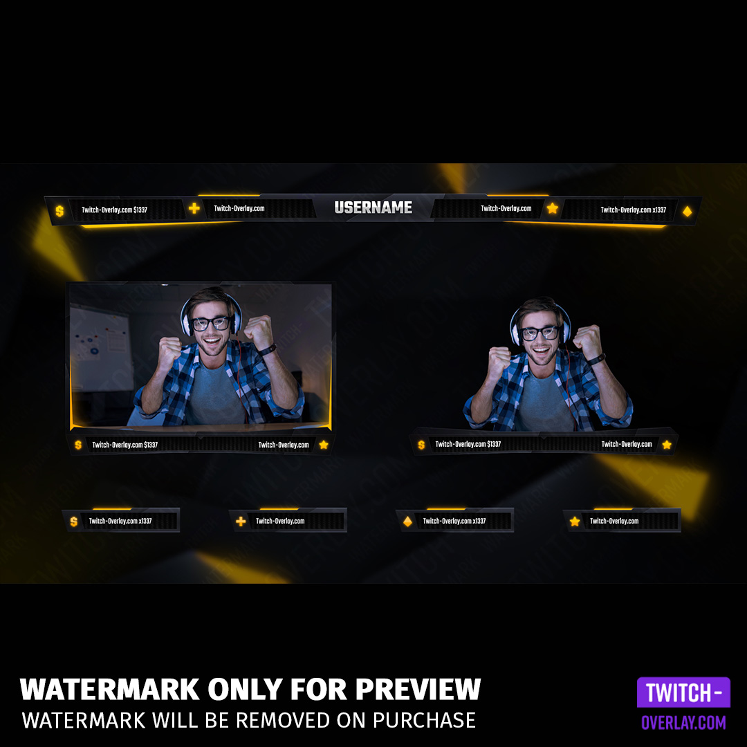 Amber Free Overlay for Twitch and YouTube, preiview of the Overlay contents of the bundle