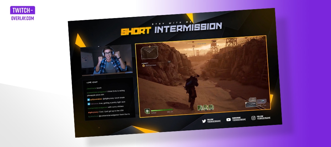 Intermission Screen aus dem kostenlosen Amber Bundle von Twitch-Overlay.com