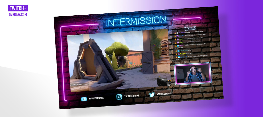 Intermission Screen from the Neon Lights Bundle from Twitch-Overlay.com