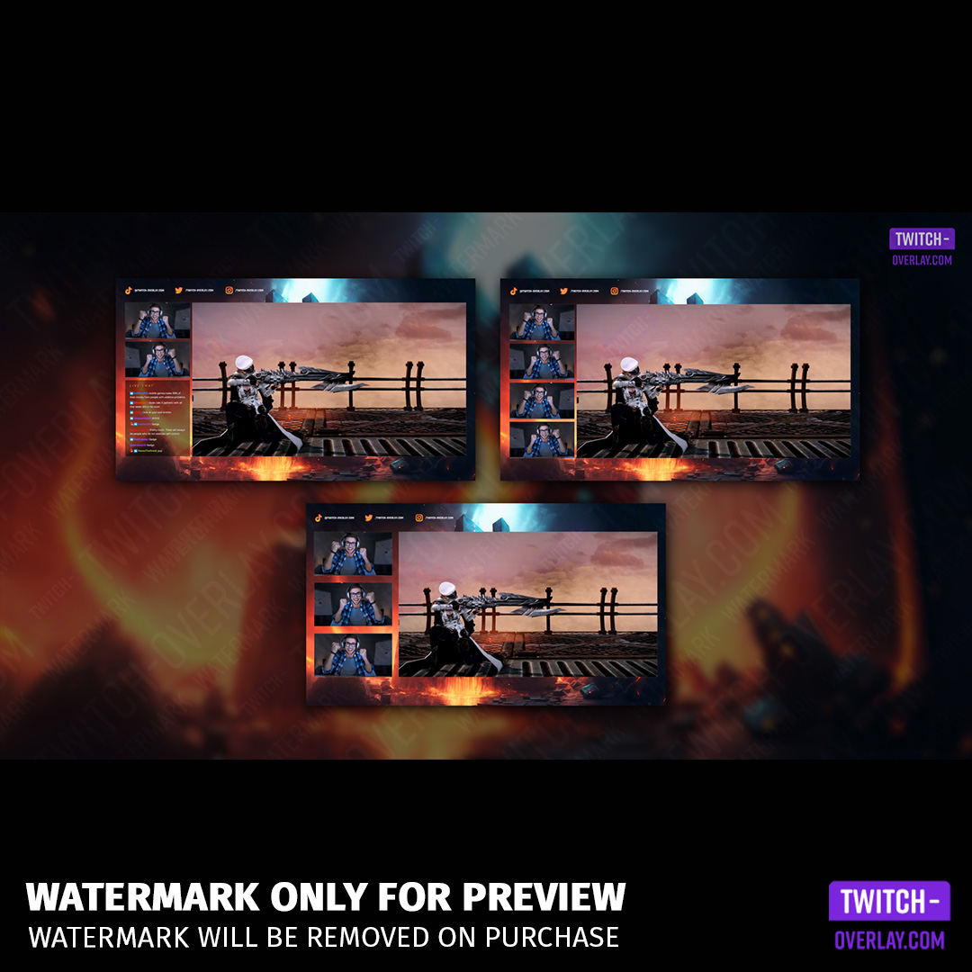 Ancient Forge Stream Overlay Bundle preview of the Multicam Collaboration Screens