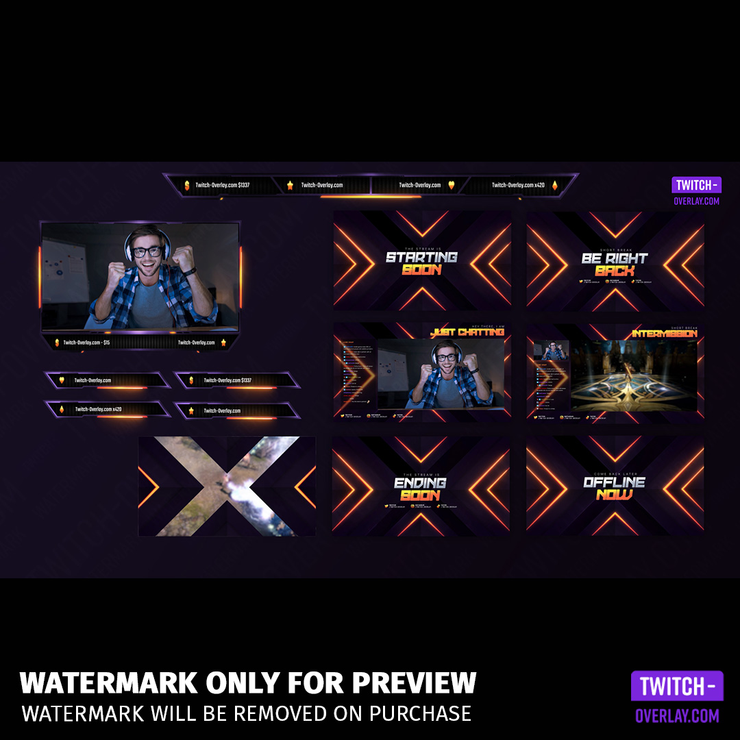Ignition twitch overlay Package. showing all parts contained in the bundle