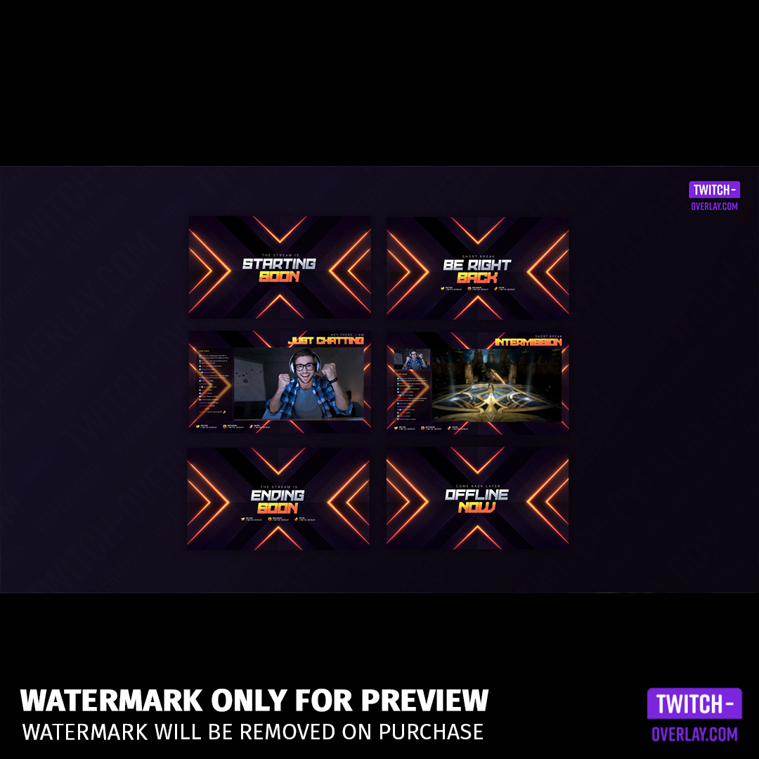 Ignition twitch overlay Package. showing all Stream Screens included.
