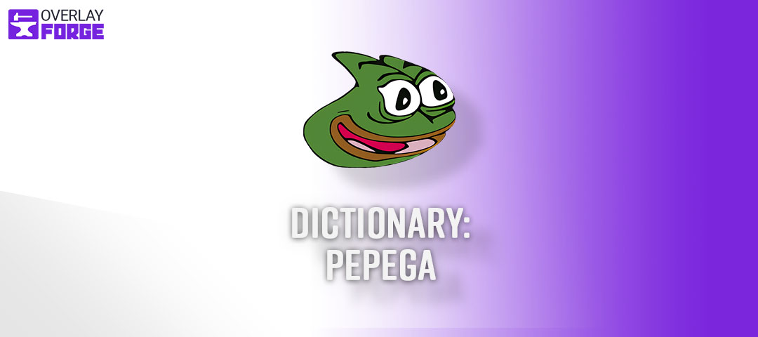 A humorous illustration of Pepe the Frog with a goofy expression, representing the popular Twitch emote and meme "pepega".